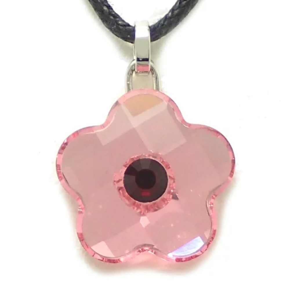 Rare Swarovski Pink Cherry Blossom Flower Crystal Pendant